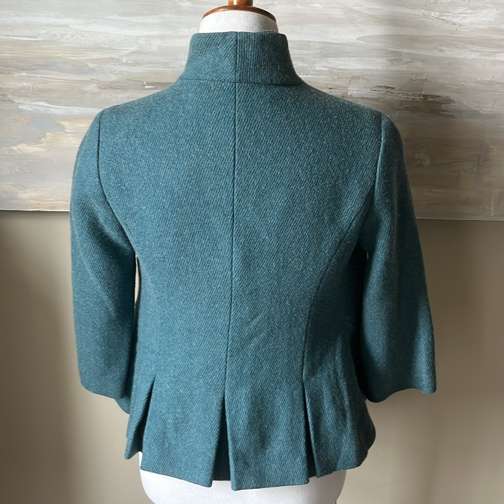 Tabitha Anthropologie Teal wool blend ruffle front blazer - Picture 5 of 10